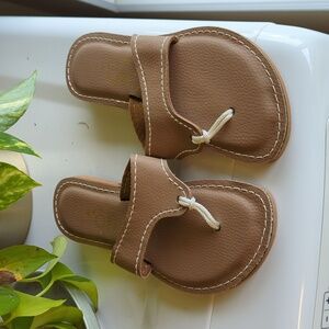 Kino Flip Flop Sandals Tan Leather NEW sz 8